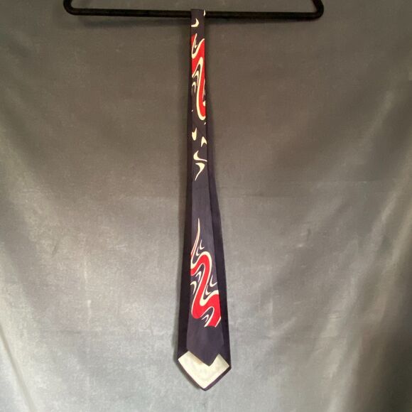 Vintage Aristocrats by Marc Alan Tie with Flame Motif Red & Navy - Picture 5 of 9